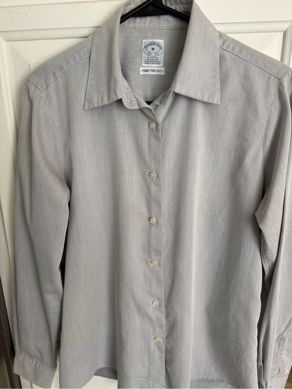 Womens Light Gray Button-Up Dress Shirt - Fabric from Italy